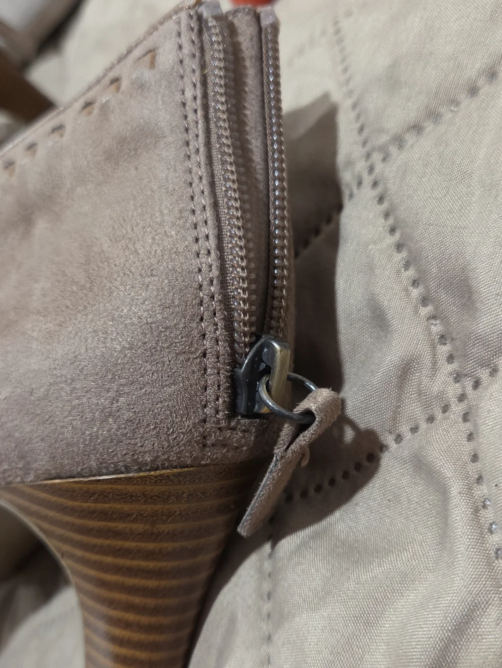 Life Stride Taupe Suede Feel Ankle Booties with Block Heel